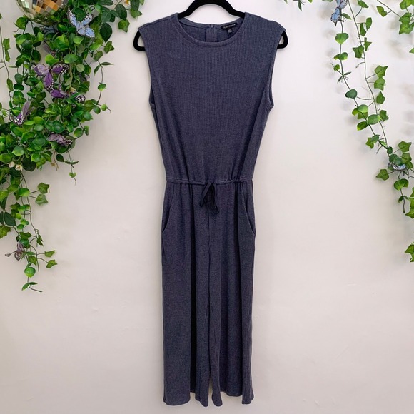 Eileen Fisher Blue Gray Ribbed Ankle Cropped Jumpsuit XS - Picture 7 of 7